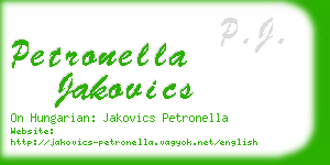 petronella jakovics business card